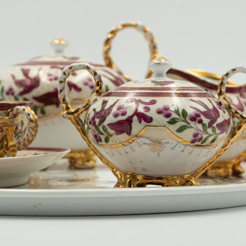 Late 19th-century porcelain "Egoist" tea set for one person consisting of six objects