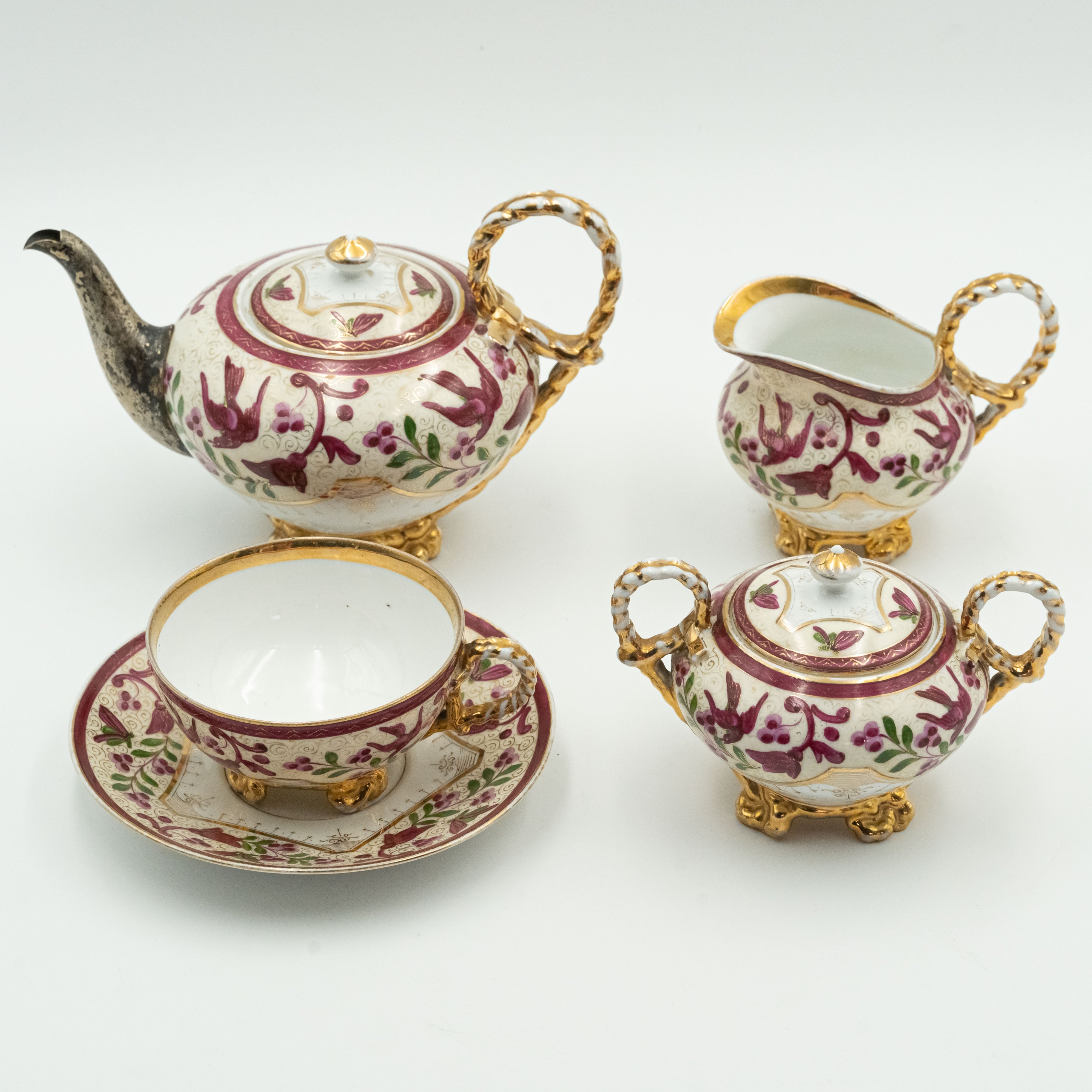 Late 19th-century porcelain "Egoist" tea set for one person consisting of six objects