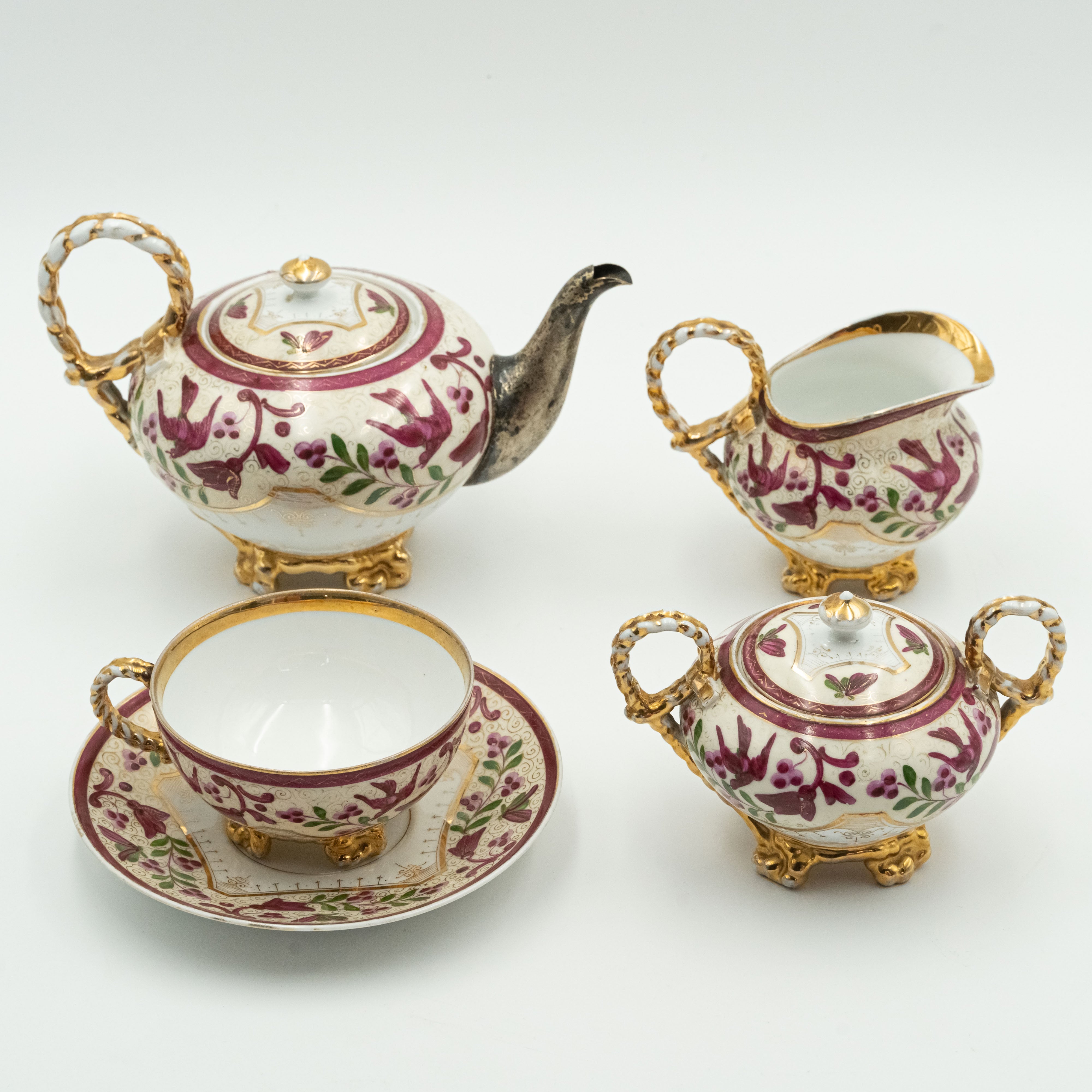 Late 19th-century porcelain "Egoist" tea set for one person consisting of six objects
