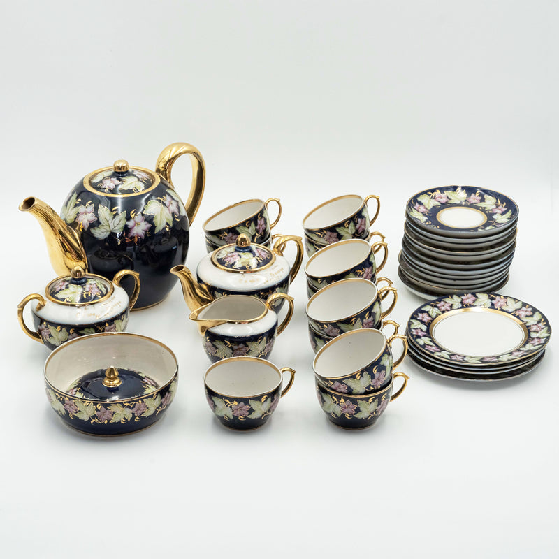 Vintage Verbilok porcelain factory Cobalt blue porcelain tea set