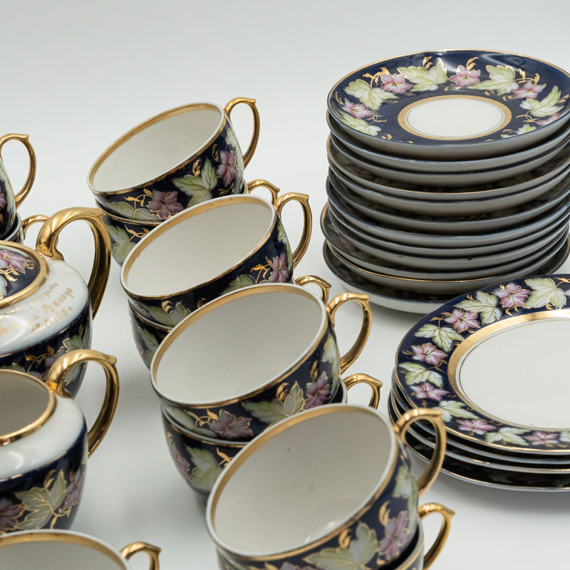 Vintage Verbilok porcelain factory Cobalt blue porcelain tea set