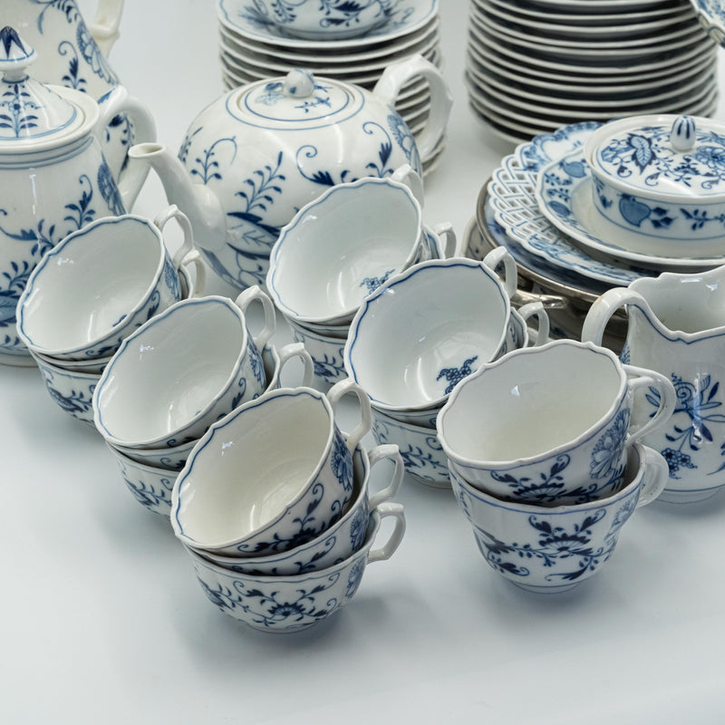 華麗的 19 世紀邁森“洋蔥”圖案陶瓷茶具和咖啡具