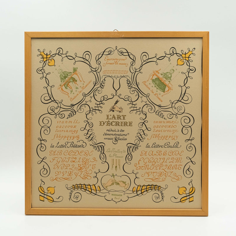 Pañuelo de seda Hermès "L'Art d'écrire" diseñado por Maurice Tranchant