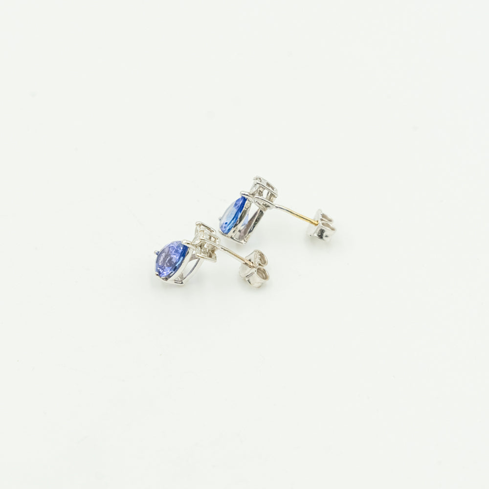 Conjunto de joyería Browns Royal con tanzanita y diamantes en oro blanco de 18 k
