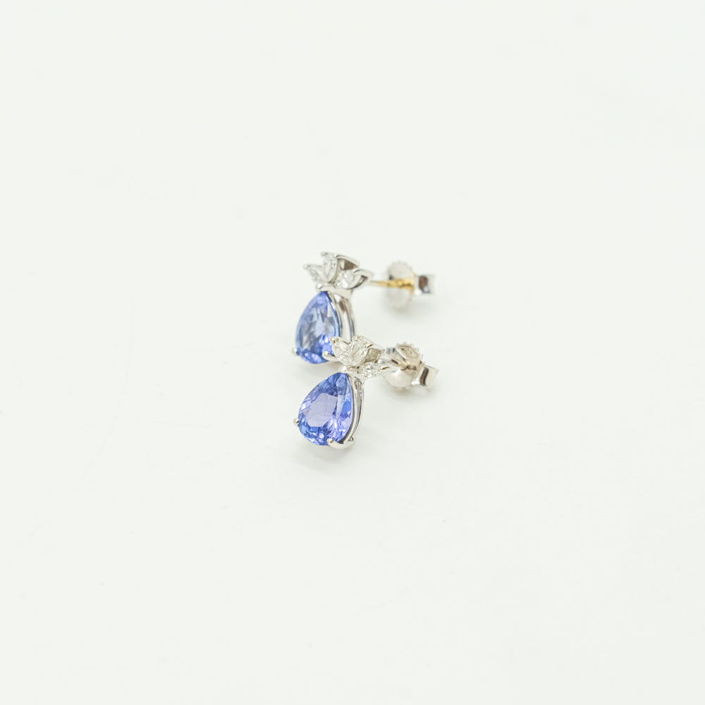 Conjunto de joyería Browns Royal con tanzanita y diamantes en oro blanco de 18 k
