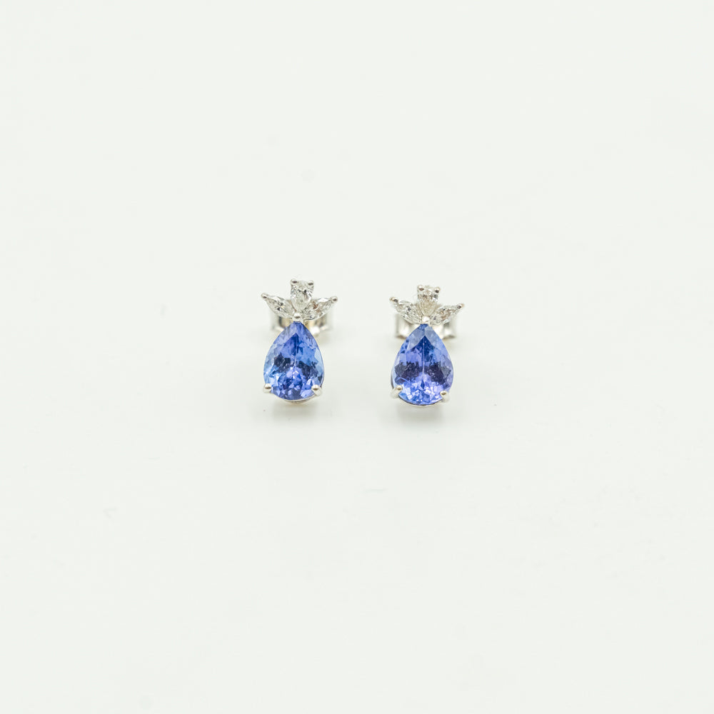 Conjunto de joyería Browns Royal con tanzanita y diamantes en oro blanco de 18 k