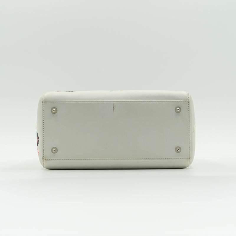 Special edition Medium Lady Dior white Leather Embroidered Handbag