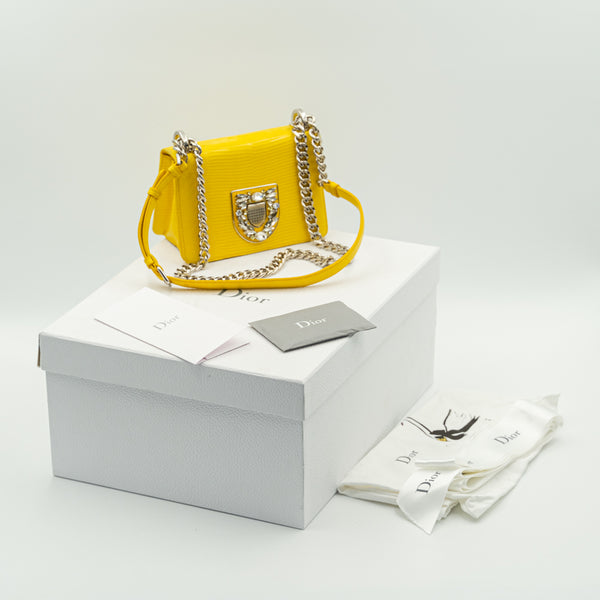 Dior Cruise 2017 Bolso Diorama Club de piel de lagarto amarillo