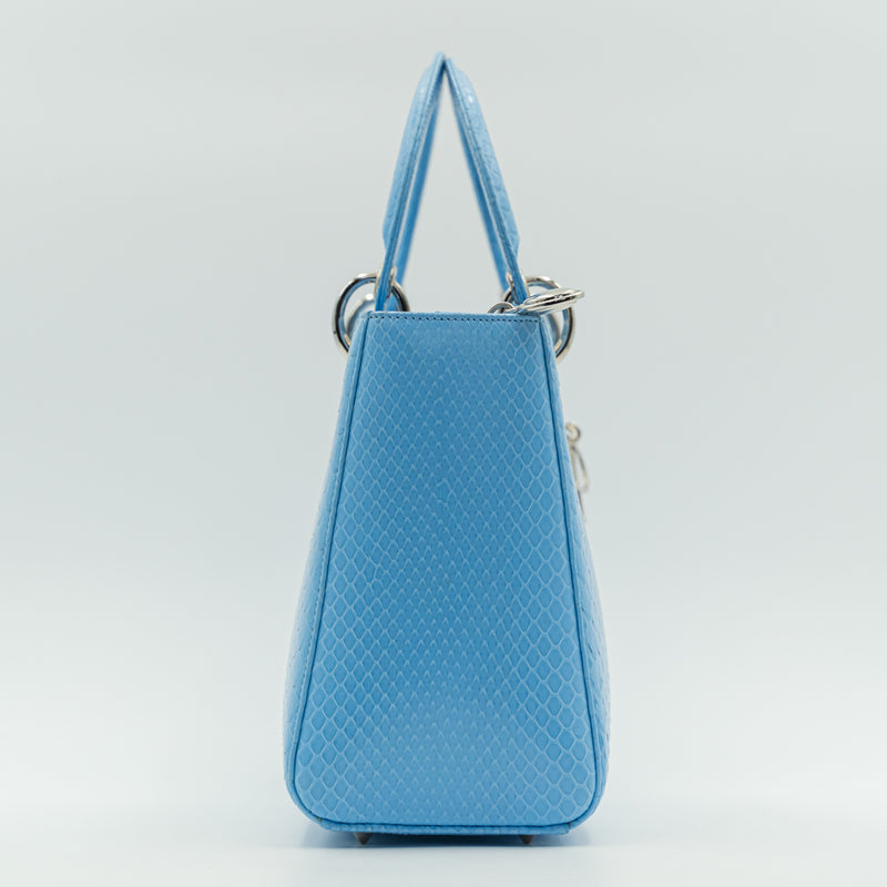 Lady Dior Special edition Medium size Glacier Blue Python skin Tote Bag