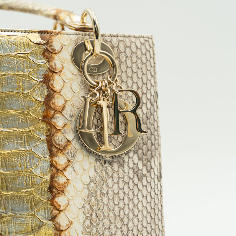 Medium size Lady Dior Metallic GoldBrown Python skin Lady Dior Tote   Pragma Valuables