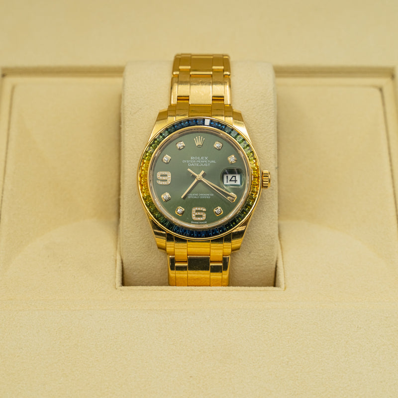 Rolex Pearlmaster 86348SABLV Verde oliva con bisel de zafiro