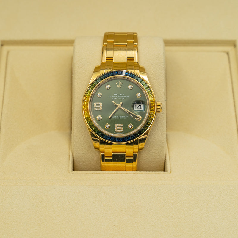 Rolex Pearlmaster 86348SABLV Olive green with sapphire bezel