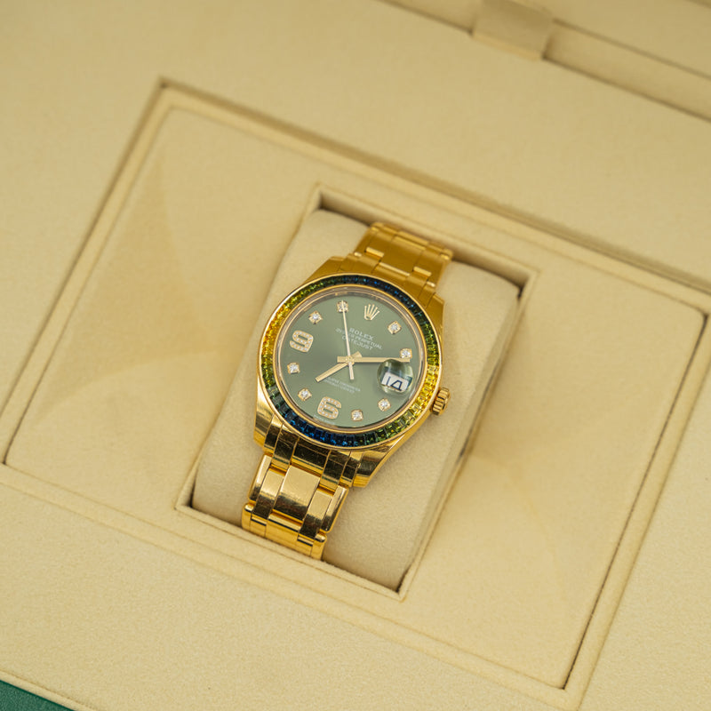 Rolex Pearlmaster 86348SABLV Olive green with sapphire bezel