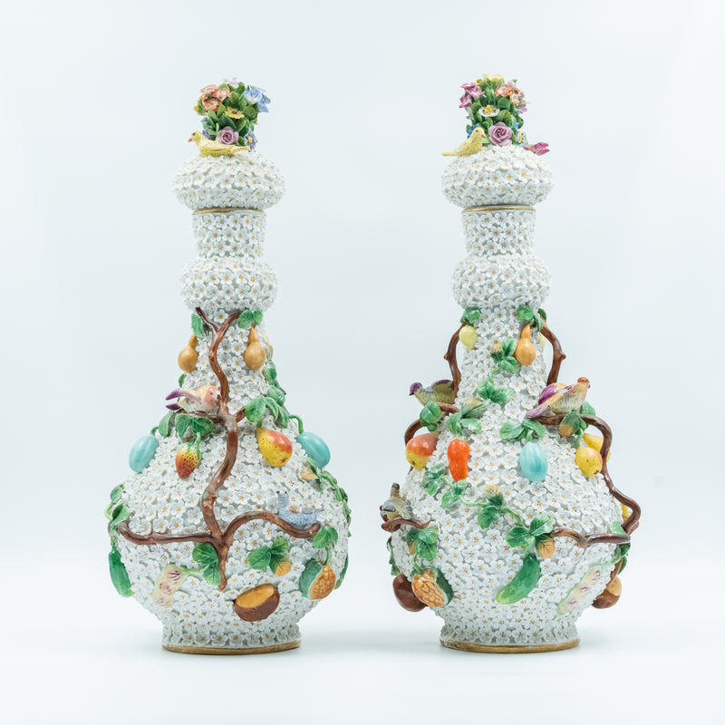Antique set of three porcelain vases attributed to Jacob Petit