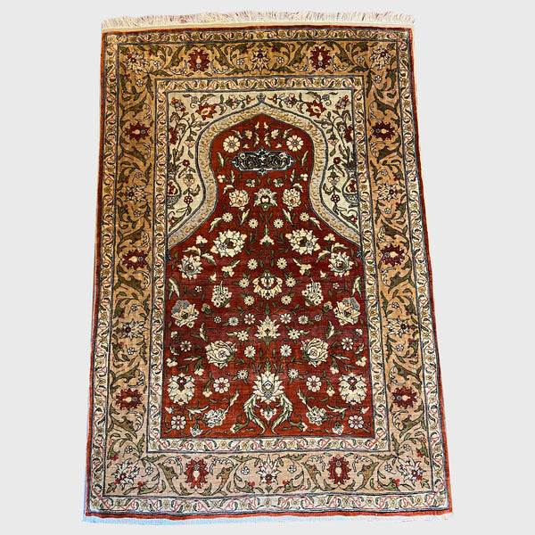 Antique Famous Hereke imperial manufacture rug with calligraphy design "Gate to paradise"