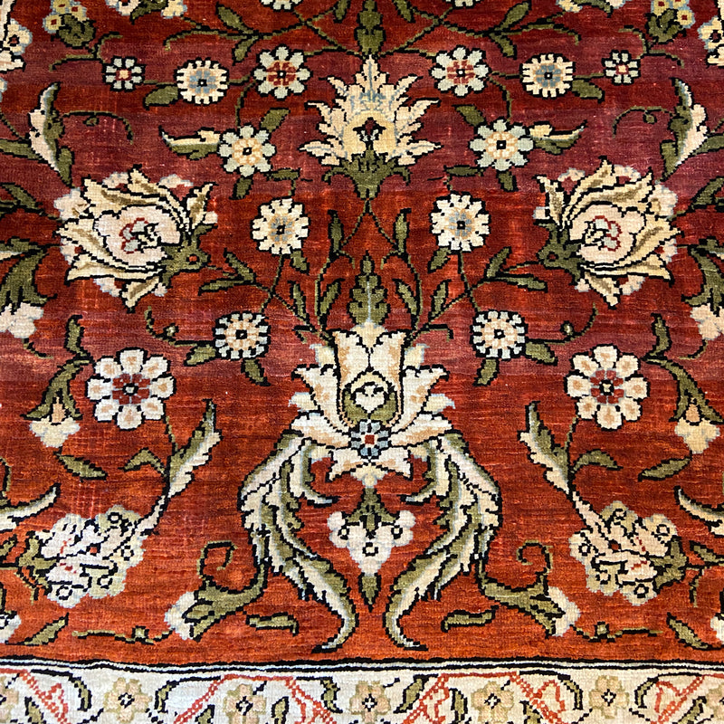 Antigua y famosa alfombra de fabricación imperial Hereke con diseño de caligrafía "Puerta al paraíso"