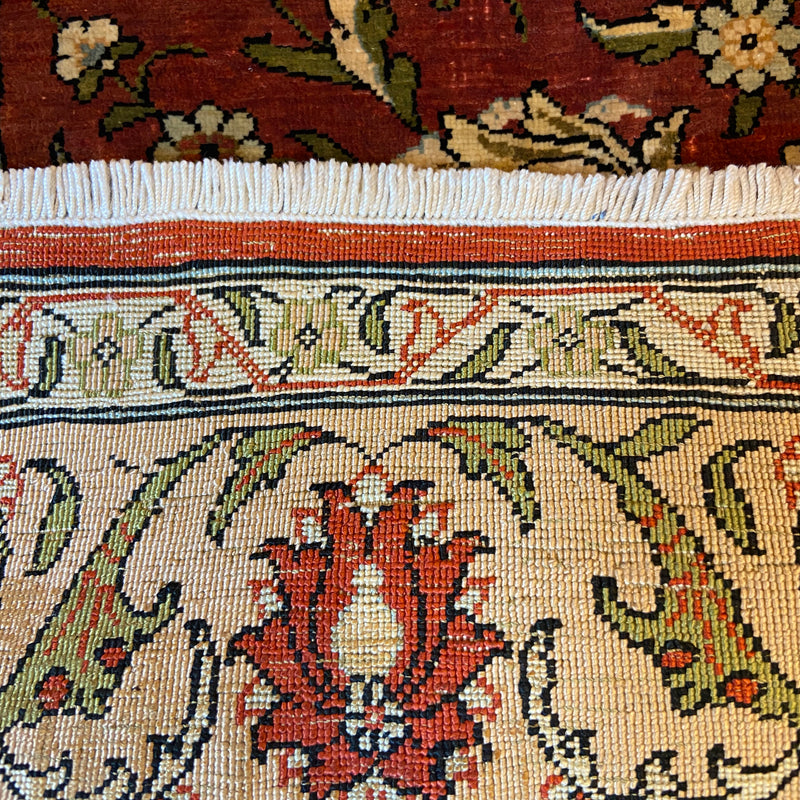 Antigua y famosa alfombra de fabricación imperial Hereke con diseño de caligrafía "Puerta al paraíso"
