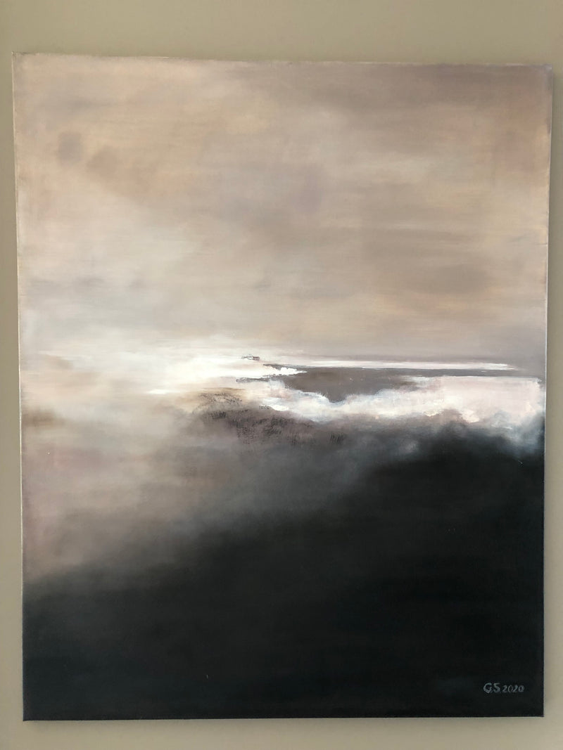 Framed oil painting by Gunta Viļuma titled "Taking off", 2020