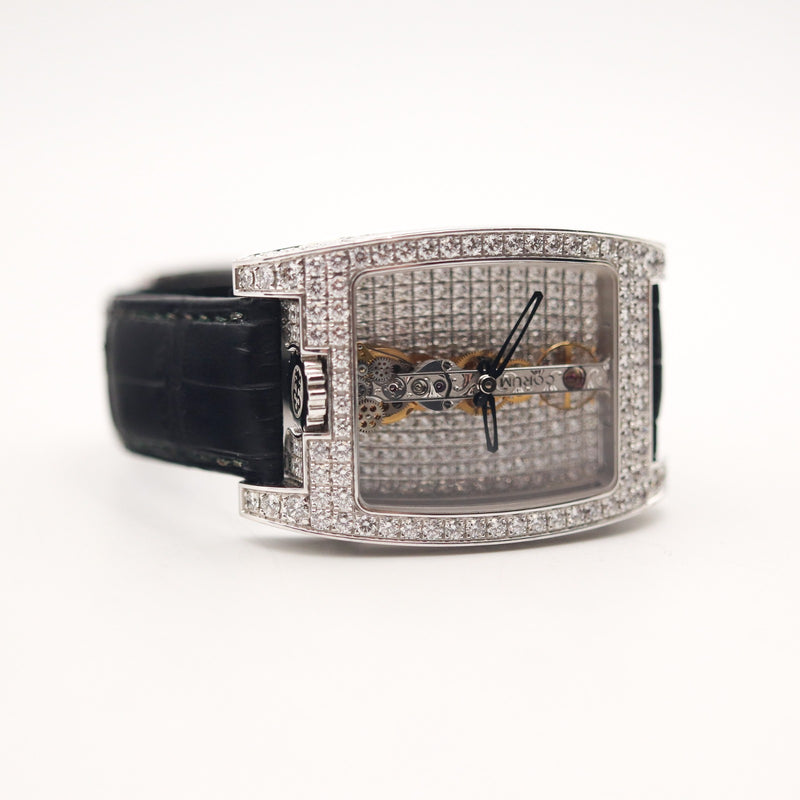 Reloj de pulsera para hombre Corum Golden Bridge engastado completo con diamantes