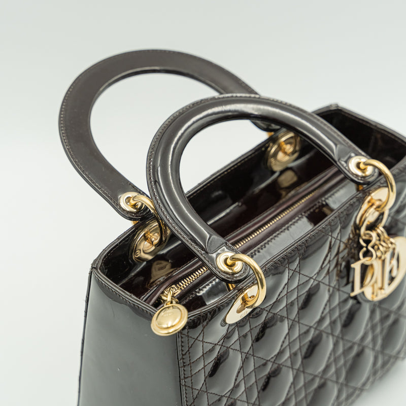 Lady Dior Medium size Totem brown lambskin handbag