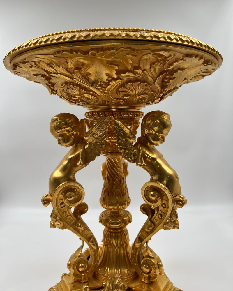 19th-century French gilded bronze planter vase