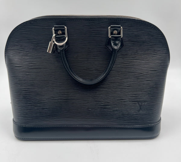 Bolso Louis Vuitton Epi Leather Alma PM y billetera Epi Leather Zippy en color Noir