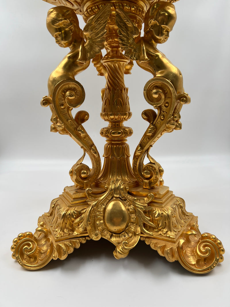 19th-century French gilded bronze planter vase