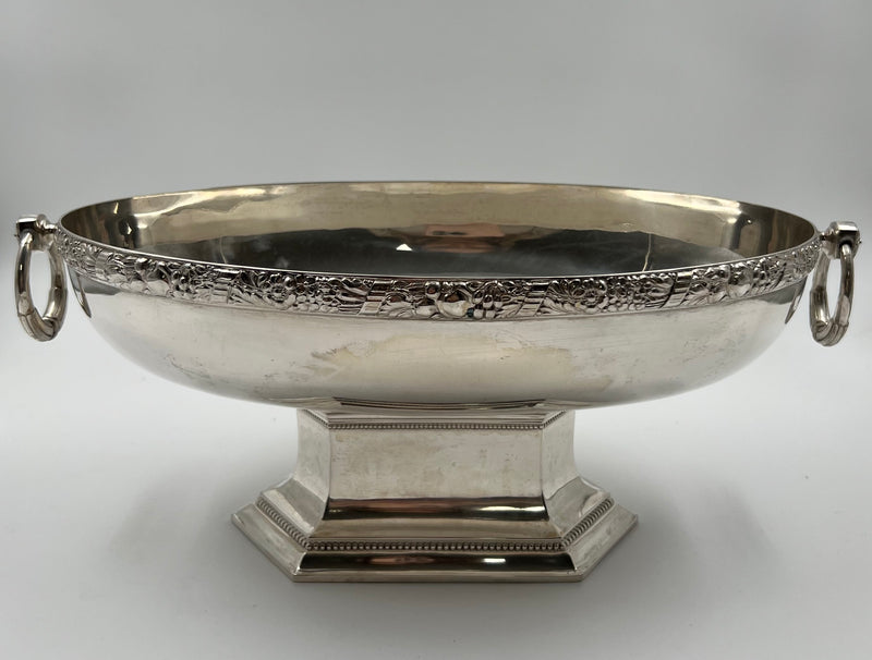 Antique German silver fruit vase with fruit & floral decor