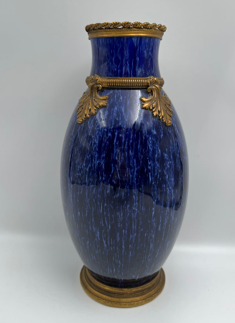 Antique Boch Freres Keramis (Co.) medium size cobalt blue vase