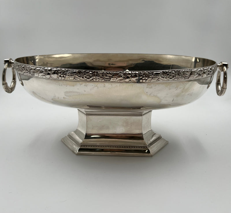 Antique German silver fruit vase with fruit & floral decor