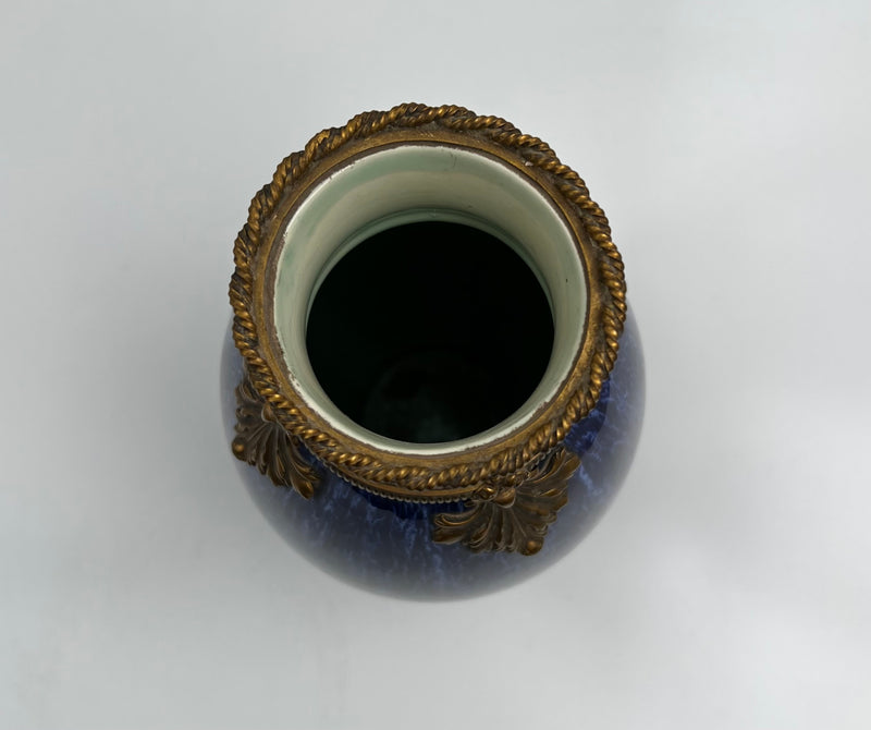 Antique Boch Freres Keramis (Co.) medium size cobalt blue vase