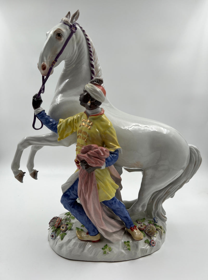 大型邁森瓷馬術群“一匹馬和馴馬師”