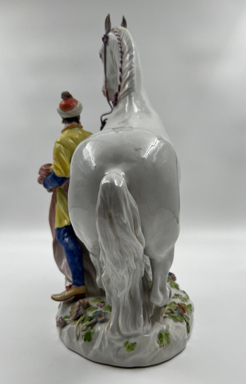 大型邁森瓷馬術群“一匹馬和馴馬師”