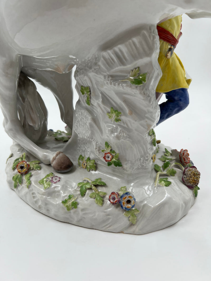 A large Meissen porcelain equestrian group of "a horse and handler"