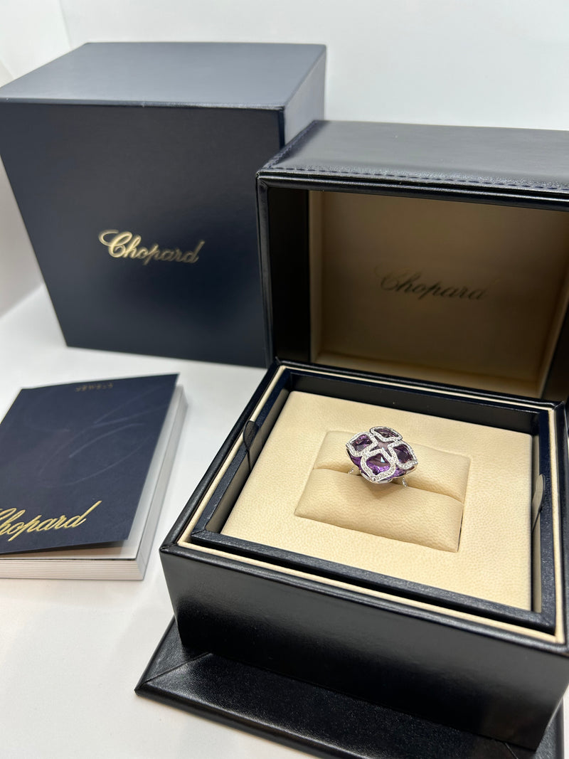 CHOPARD IMPERIALE COLLECTION WHITE GOLD RING WITH AMETHYST AND DIAMONDS