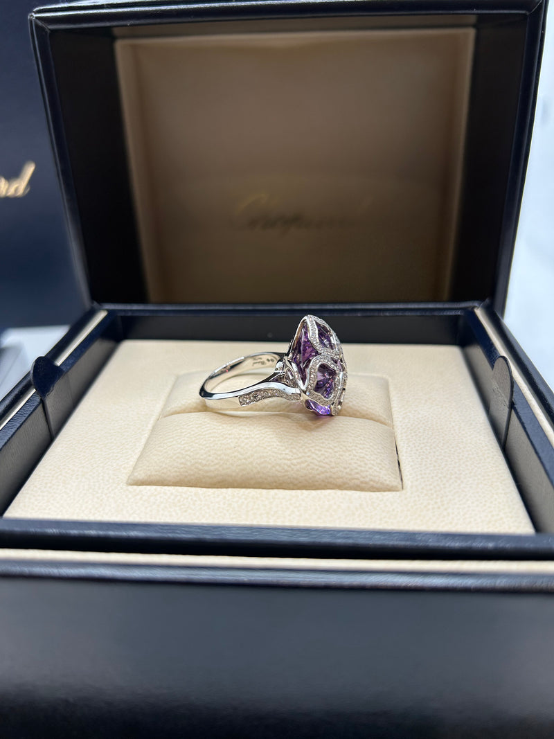 CHOPARD IMPERIALE COLLECTION WHITE GOLD RING WITH AMETHYST AND DIAMONDS